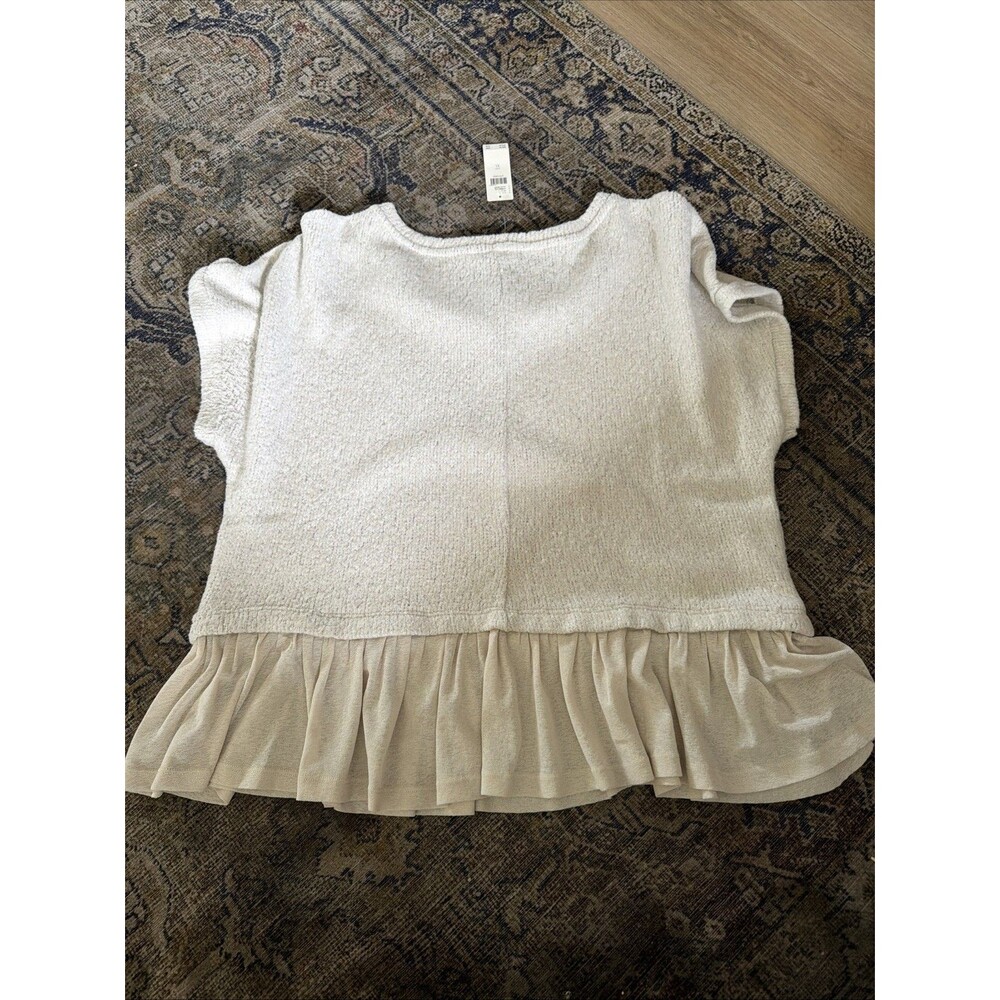 NWT Anthropologie Pilcro Short Sleeve Sweater Twofer Top Textured Beige XL - Picture 8 of 8